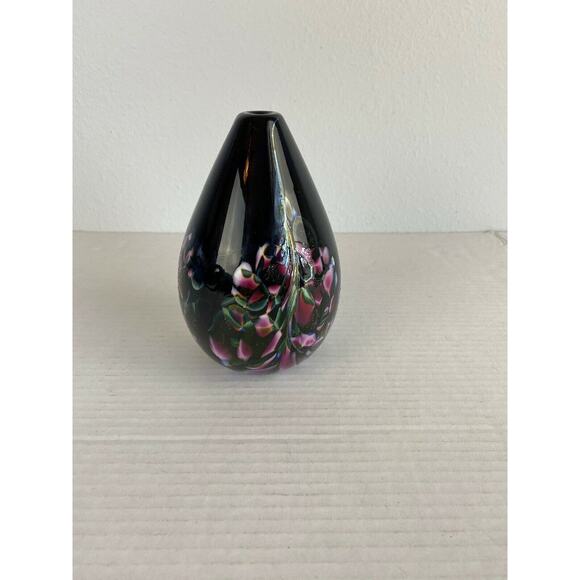 Vintage Hand Blown Art Glass Bud Vase Confetti Texture Floral Flowers Multicolor - Picture 2 of 6
